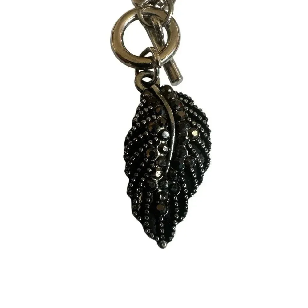 Marcasite-Style Leaf Toggle Necklace marcasite style